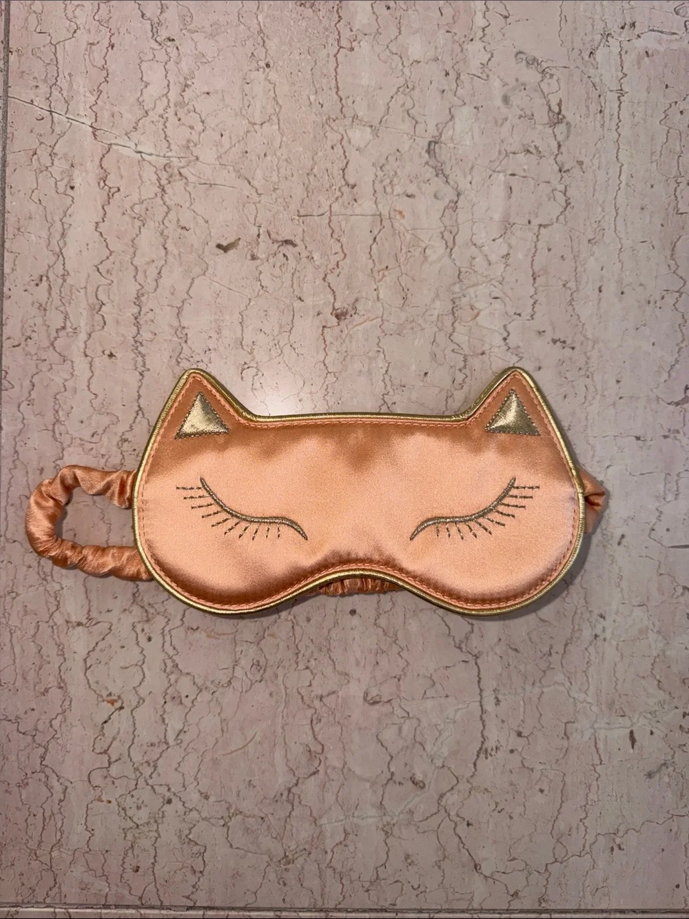 Charlotte Olympia Cat Ear Satin Sleep Mask in Peach